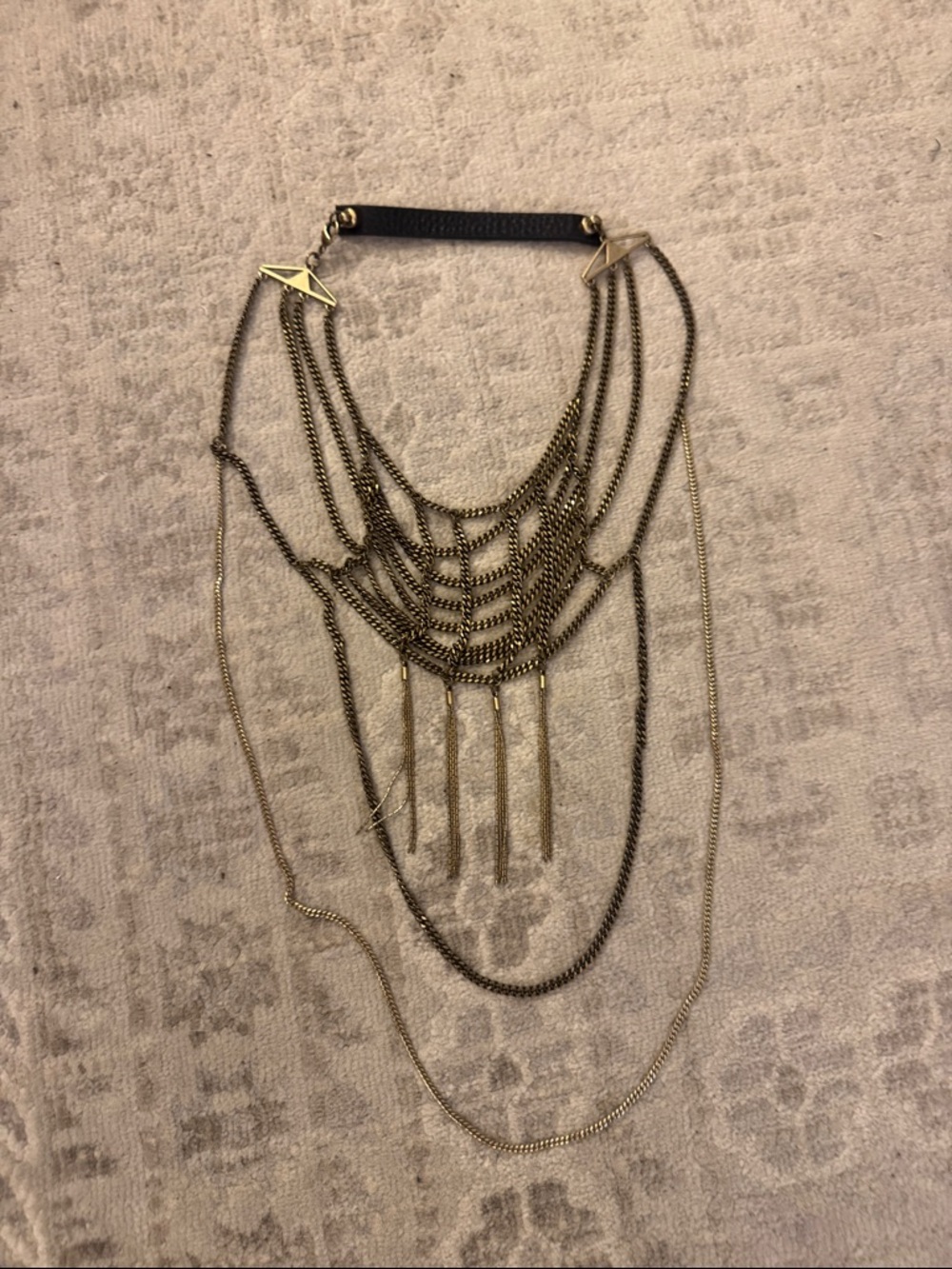 Jenny Bird Layered Antique Gold Multi-Chain Statement Necklace